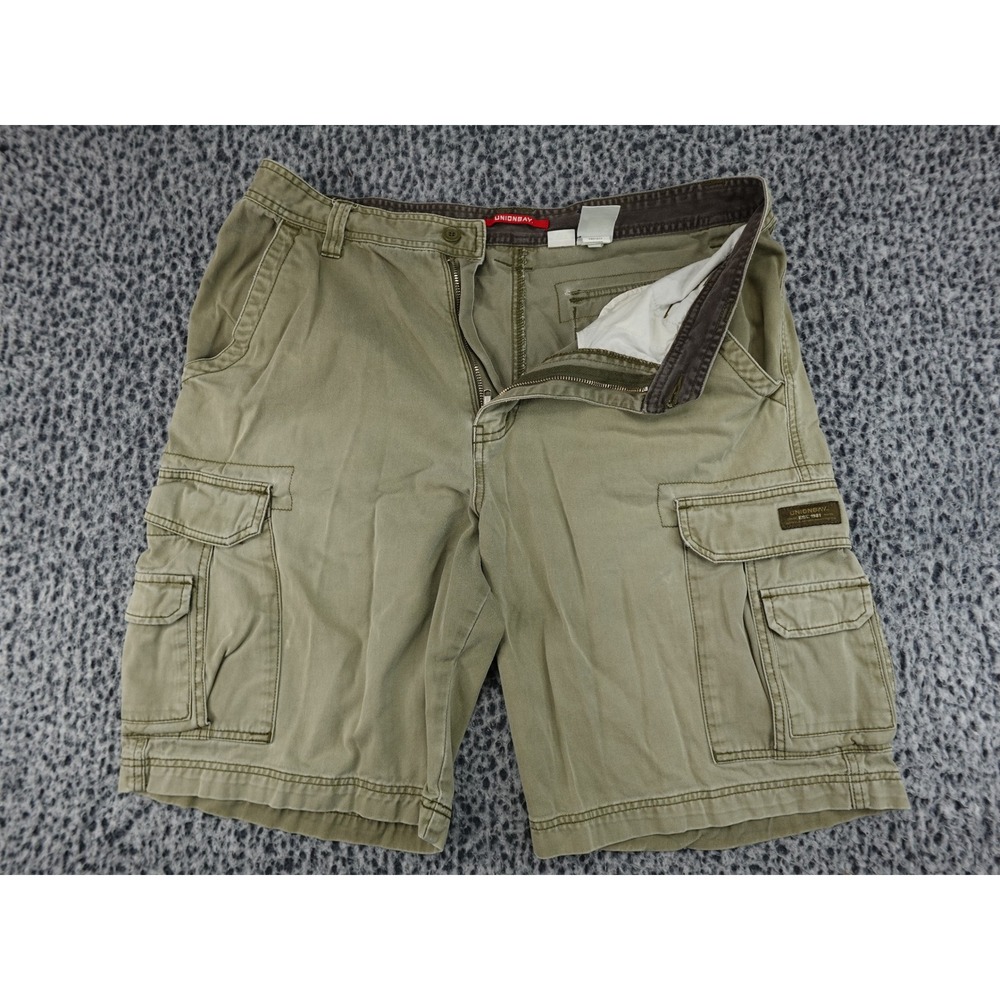 Unionbay Cargo Shorts Mens 36 Green Olive‎ Twill Multi Pocket Utility